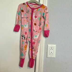 Little sleepies party animal footie pink